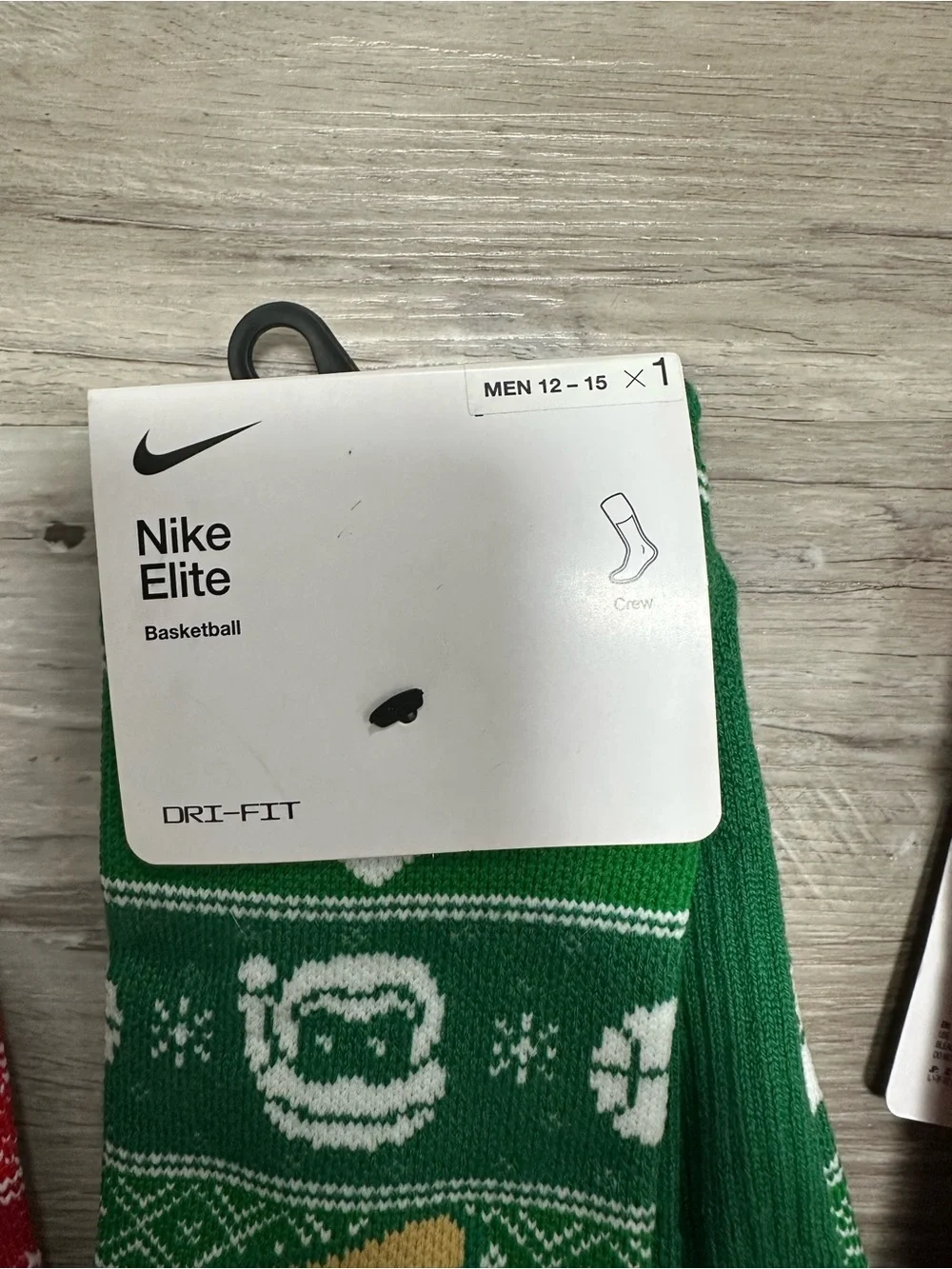 Nike Men's Crew Athletic Socks - Red & Green Holiday Knit